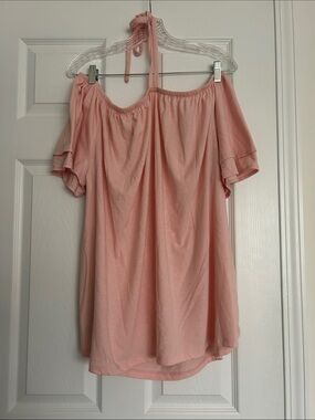 Lane Bryant Soft Pink Off-Shoulder Halter Tunic